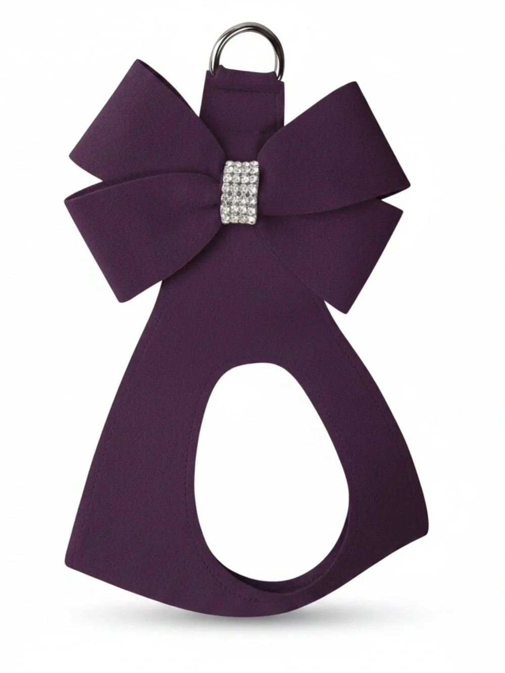 Susan Lanci Dog Harness Dark Deep Purple Bow Crystals Step-In Small
